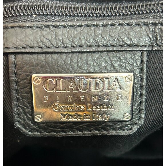 Claudia Firenze Leopard Print Calf Hair Black Leather Tote Vtg Italy Double Hand - Picture 5 of 16